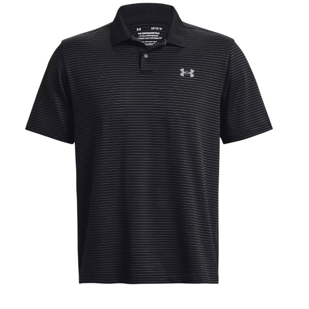 Men's Under Armour Performance 3.0 Stripe Golf Polo Black/3XL Style:1377376 NWT